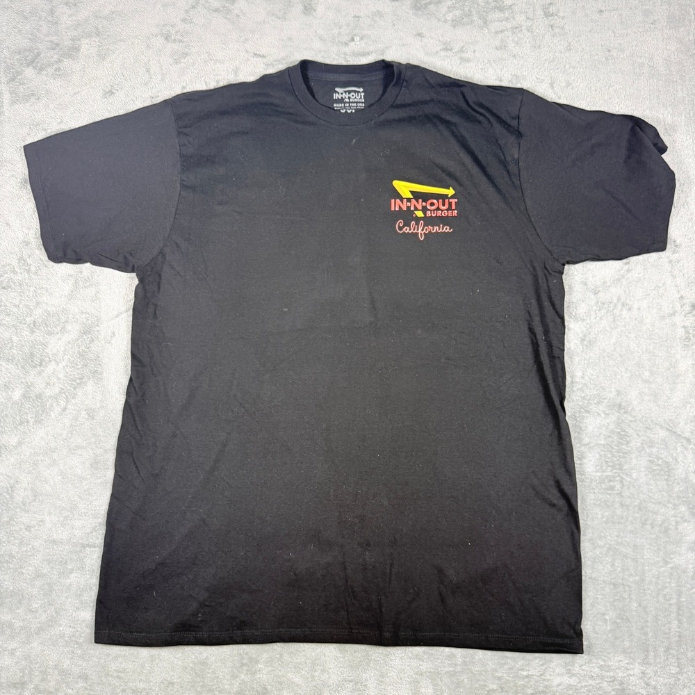 In-N-Out Burger Mens XXL Black T-Shirt California Sunset Graphic Tee USA Made